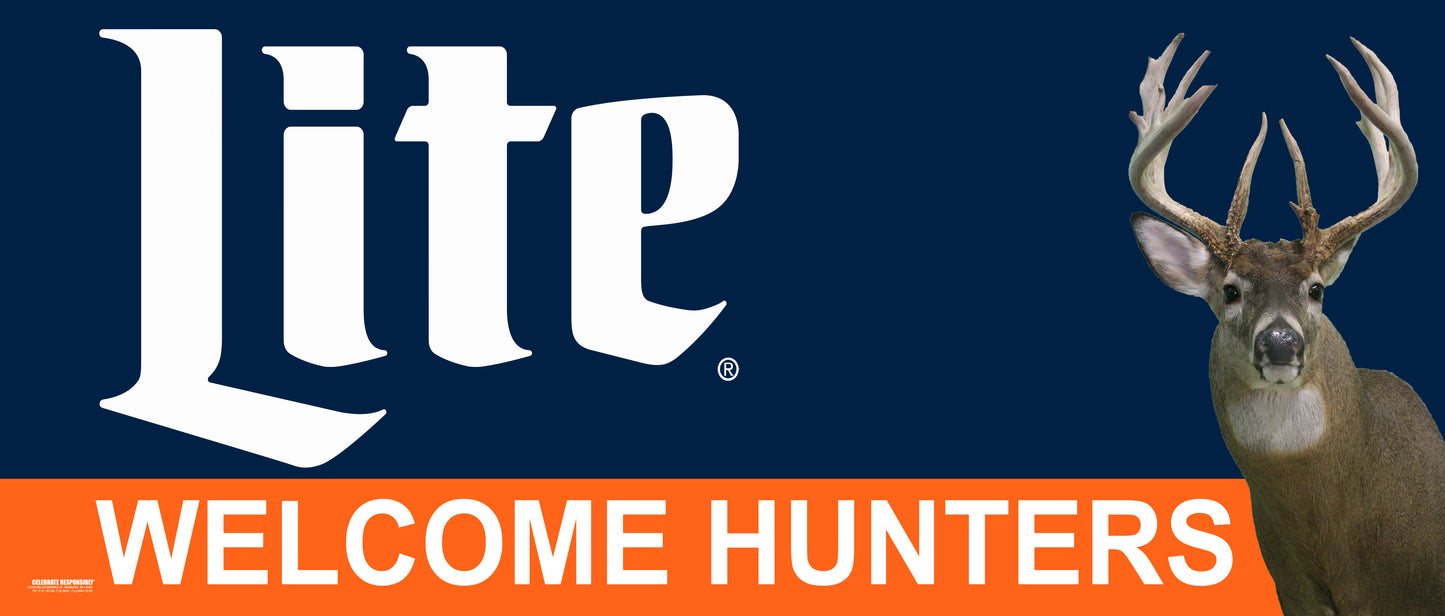 Lite Welcome Deer Hunters 14.5" x 34" Banner